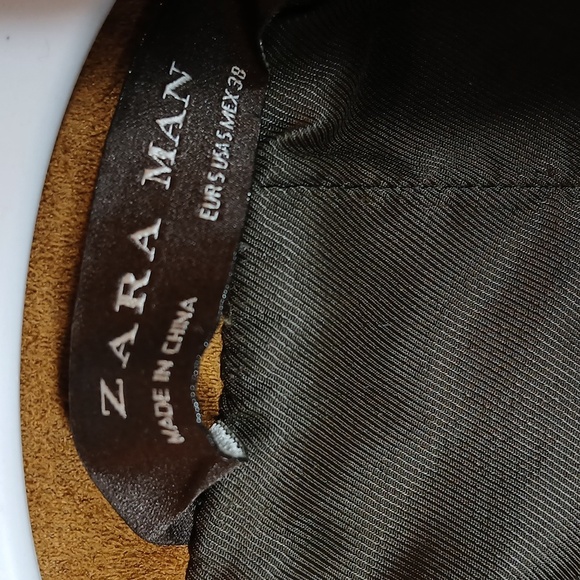 Zara Men's Rust Brown Vegan Suede Moto Biker Jacket size Small - Picture 9 of 12
